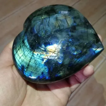 

2019 hot 90-100MM sale 100% natural labrador stone rare purple aura healing heart gift Free shipping