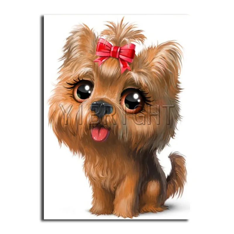 

Diamond Painting Cross Stitch Animals Mosaic Embroidery Cartoon Full Square Rhinestones Dog Picture of Rhinestones Y0