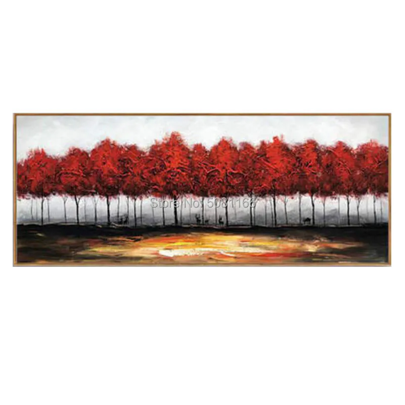 

Hand Painted canvas oil Painting Red Tree Landscape Oil Painting for Living Room Wall Art Home Decor Modern Abstract Picture Art