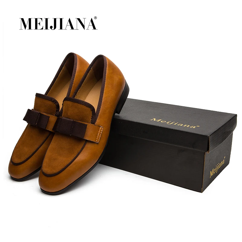 Men Wedding Party Dress Shoes Men's Banquet Loafers Genuine Patent Leather And Suede Leather Patchwork With Bow Tie Men Wedding Party Dress Shoes Men's Banquet Loafers Genuine Patent Leather And Suede Leather Patchwork With Bow Tie