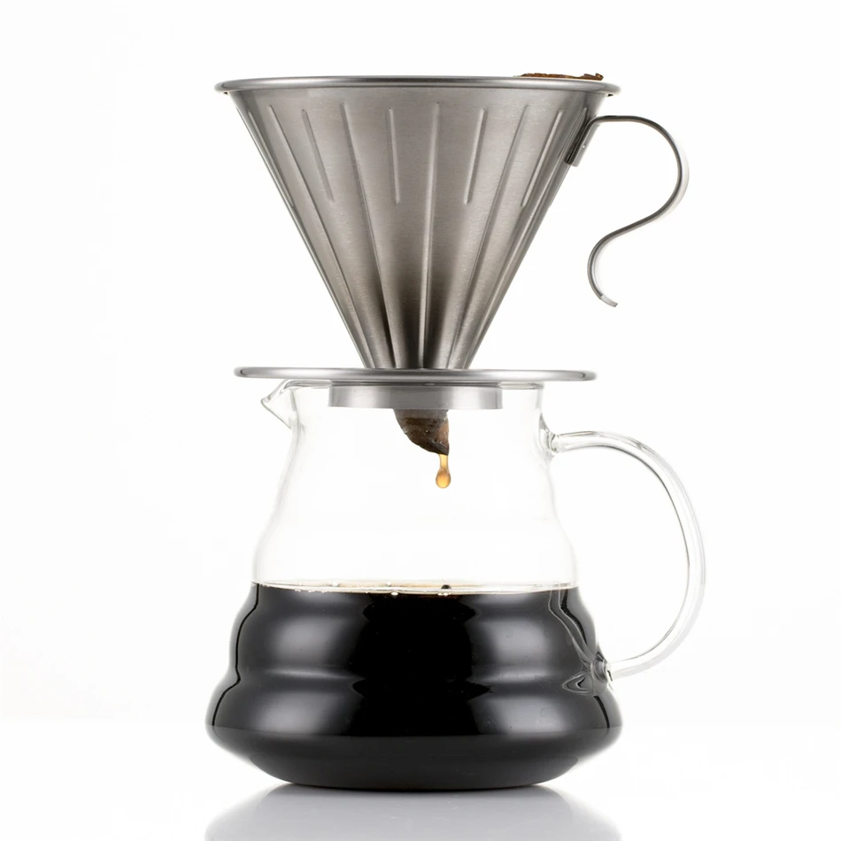 YRP V60 фильтр для кофе из нержавеющей стали над капельницей многоразовая Бытовая бариста чашка для заварки кофе кухонные инструменты Перколятор