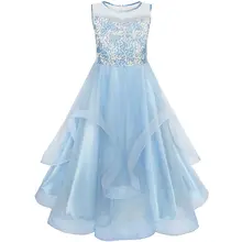 Sunny Fashion платья для девочек платье Цветок Вышитый Цехин Свадьба Карнавальное шествие Подружка невесты