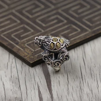 

Thai silver to create personalized ring opening a Retro Vintage Gold lucky ring S925 silver jewelry