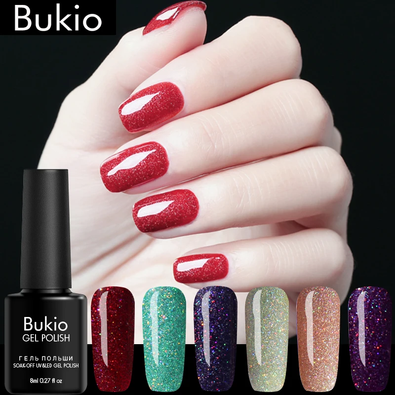 

Bukio 8ml Neon Series Gel Polish Set Semi Permanent Shimmer Starry Nail Art Gel Polish Long-lasting UV LED Soak Off Gel Varnish