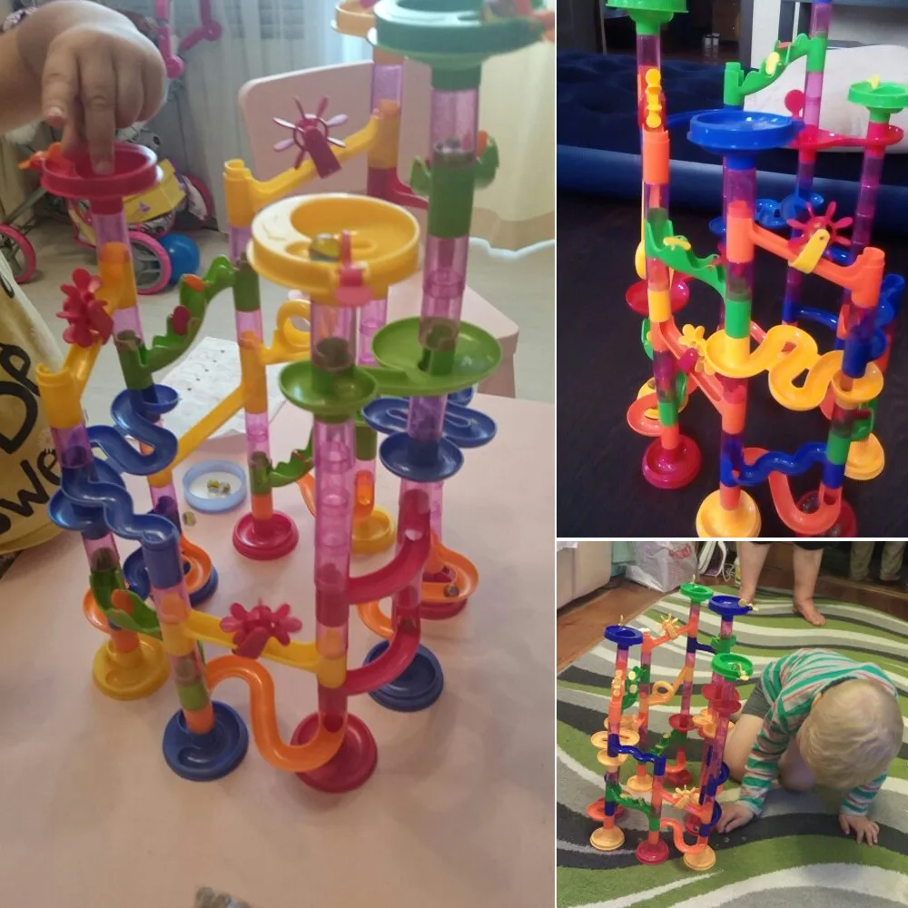 105PCS DIY Construction Marble Race Run Maze Balls Track Building Blocks Pipeline Type Children Gift Baby Kid's Toy Educational | Игрушки