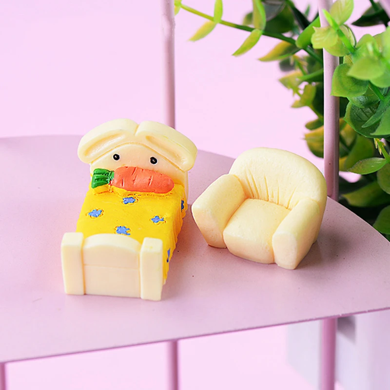Комплект из 2 предметов ролевые игры Кукольный дом аксессуары 1Bed и 1 диван