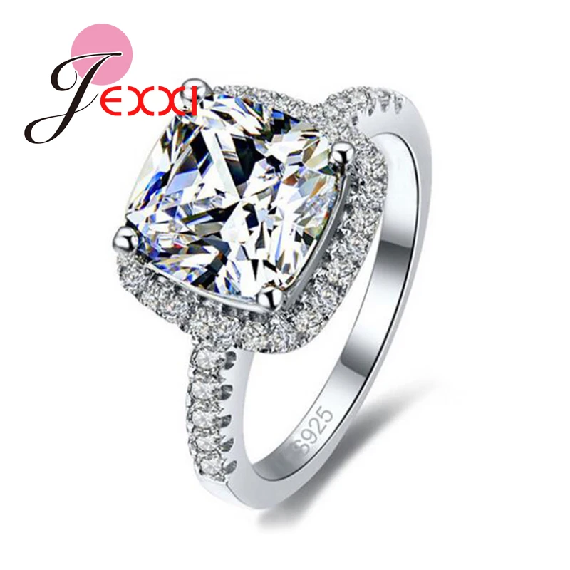 

JEXXI Luxury 925 Sterling Silver Wedding Engagement Rings Stone Cubic Zirconia Jewelry For Bridal Ring Jewelry