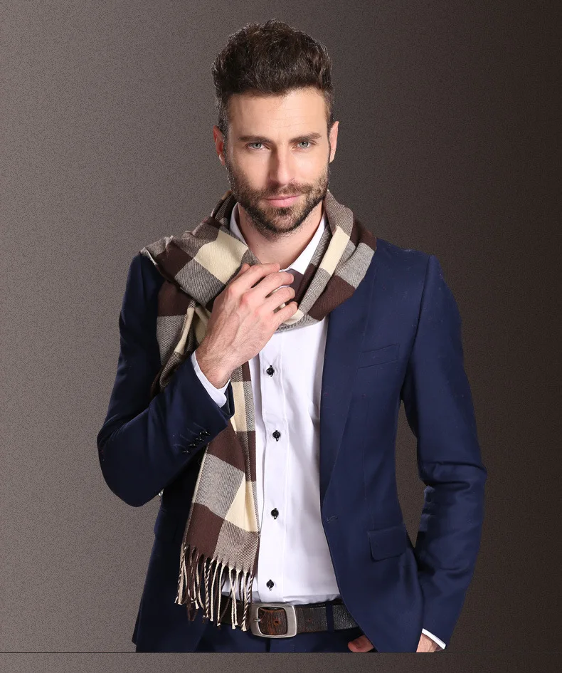 2021 New Europe Fashion Shawl Scarves Men Winter Warm Tartan Designer Scarf Business Sjaal Plaid Cotton Wraps Bufanda Foulard