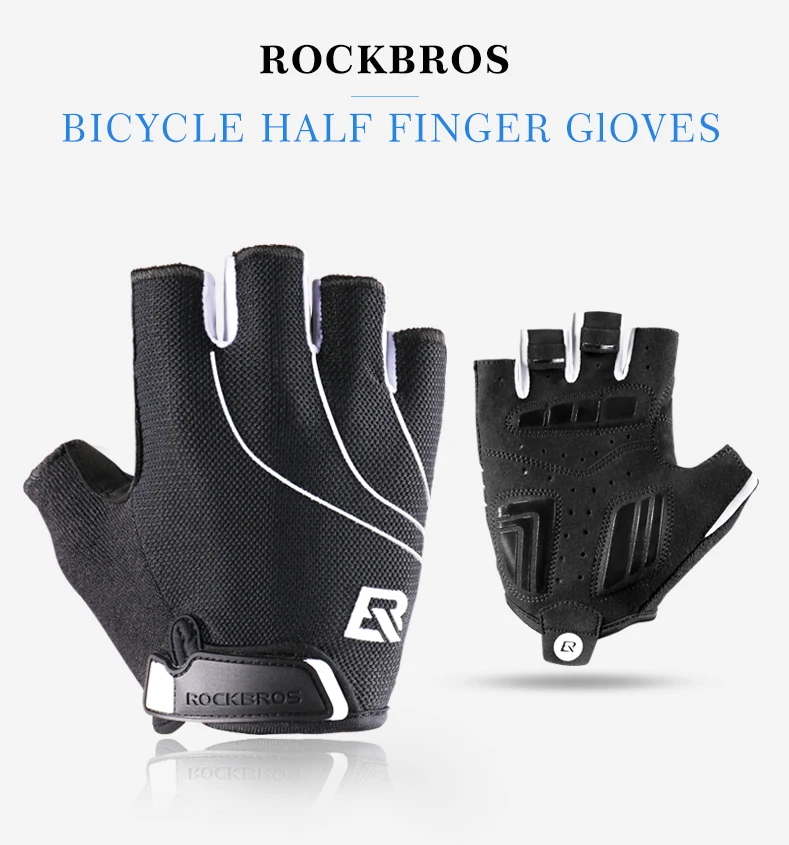 ROCKBROS Cycling Anti-slip Anti-sweat Men Women Half Finger Gloves Breathable Anti-shock Sports Gloves MTB Bike Bicycle Glove