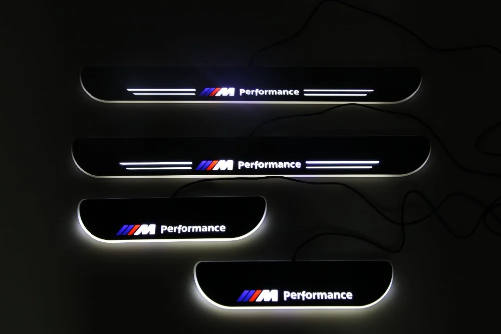 

RQXR led moving door scuff for BMW e46 dynamic door sill plate flat lining overlay flow/still light, 4pcs