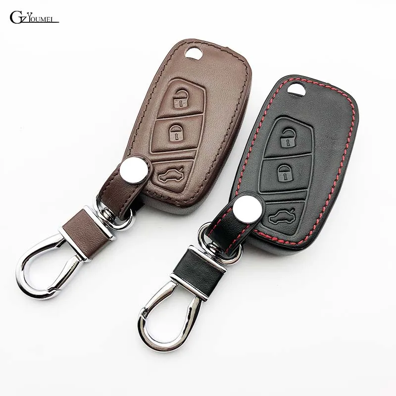 

Leather Car Flip Key Case Cover Fob Protection For FIAT Panda Stilo Punto Doblo Grande Bravo 500 Ducato Minibus