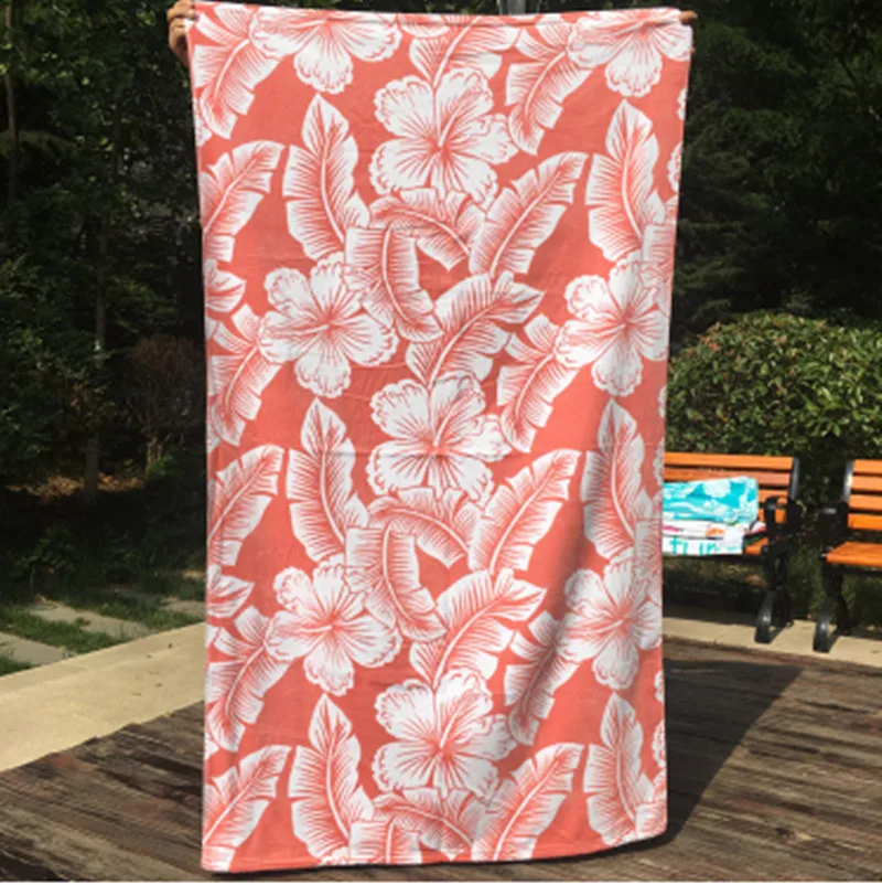 180X105cm big size beach towel European American wind reactive pink retro floral leaves print thicken pure cotton towels T267