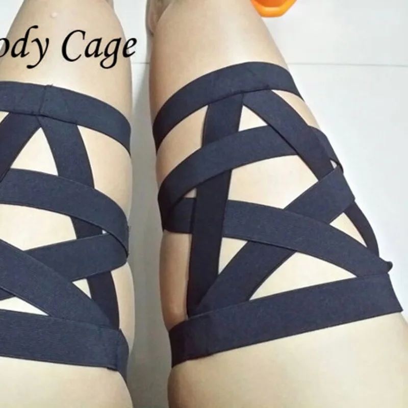 

Body Cage 1pc Leg Sexy Punk Goth Harajuku Garter Belt pentagram Harness Bondage Lingerie thigh Leg Straps Sexy Cospaly