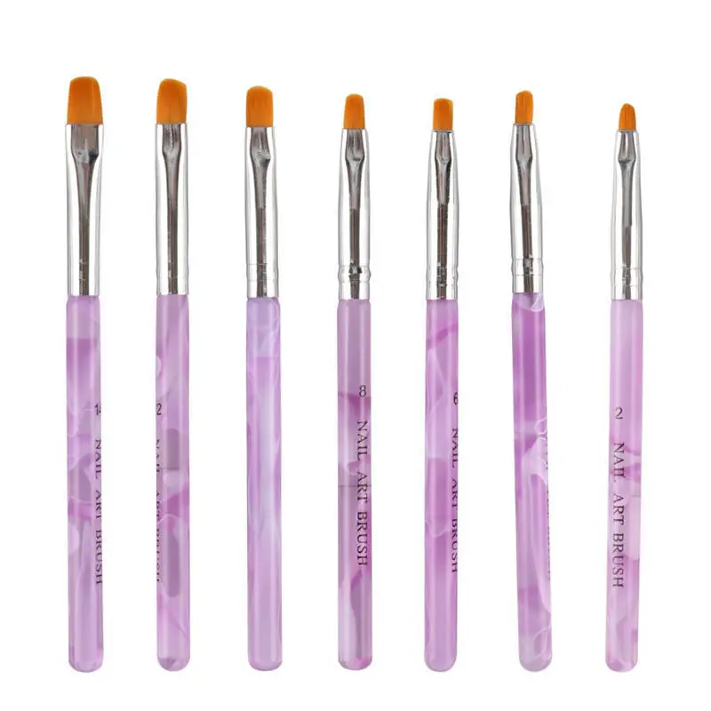 

BearPaw 7pcs/set Fashionable Purple UV Gel Acrylic Nail Art Builder Brush Pen Painting