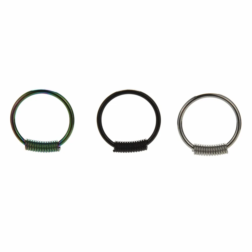 

3 colors Body Jewelry Nose Ear Catilage Tragus Helix Hot Spring Wrap Captive Piercing Ring Body Jewelry Wholesale Hot Sale