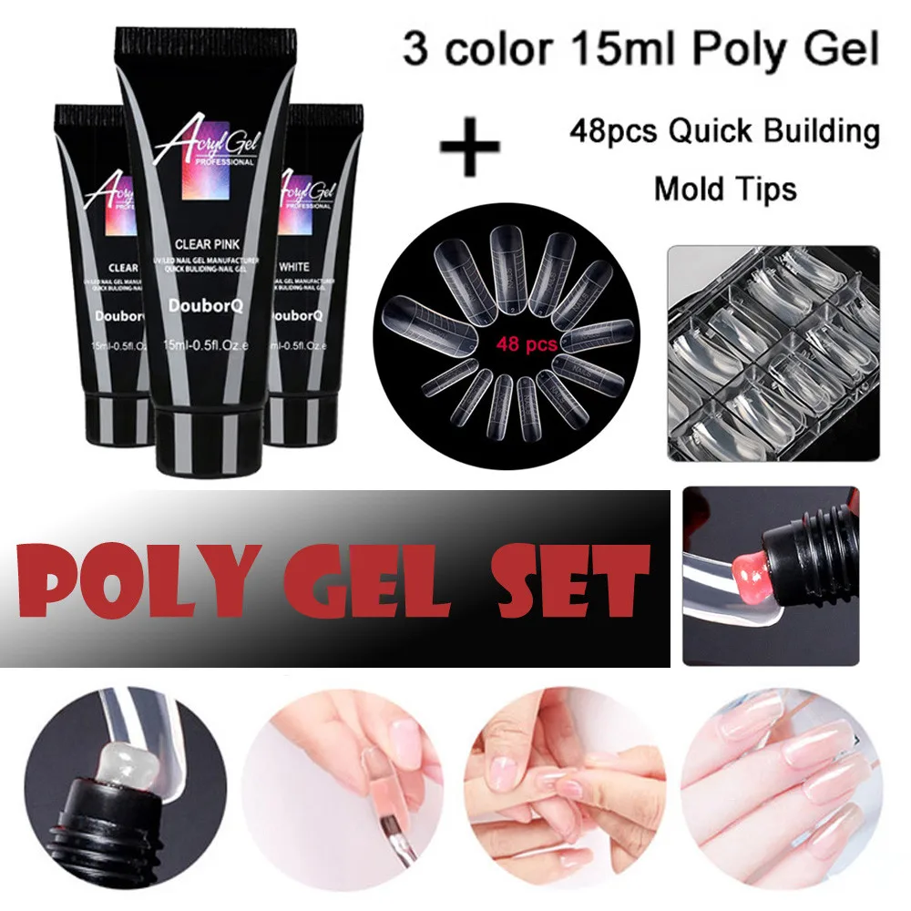 

acrylic nail kit Poly Gel Lasting Finger Nail Crystal Jelly Camouflage UV Lamp Extension Set набор для маникюра2