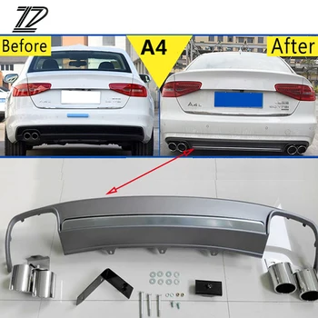 

ZD 1Set For Audi A4 B8 B9 Accessories 2009-2012 2013 2014 2015 S4 style Car Exhaust Tips Muffler Pipe With Rear Bumper Diffuser