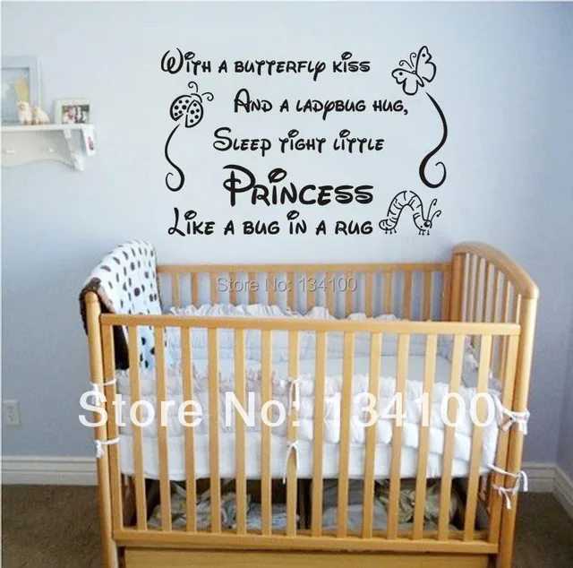 Online English Quote With A Erfly Kiss For Kids Rooms English Quote With A Erfly Kiss For Kids Rooms Removable Art Vinyl Nursery Decor Baby Princess Wall Stickers