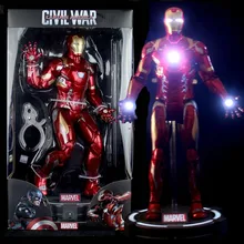 Новые 40 см Мстители 4 супергерой может двигаться световой Железный человек ПВХ фигурку Коллекционная модель Toy box A028