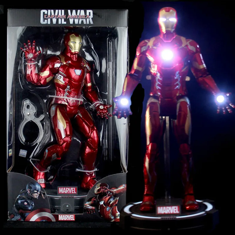 

New 40cm Avengers 4 Superhero can move luminous Iron Man PVC Action Figure Collectible Model Toy box A028