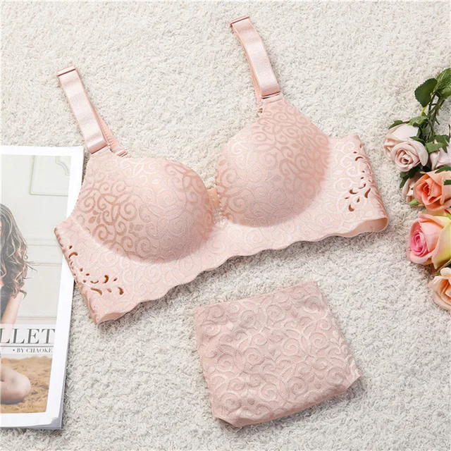 Plus Size Bra Set Push Up Underwear Women Lingerie Set Thin Cup Bras