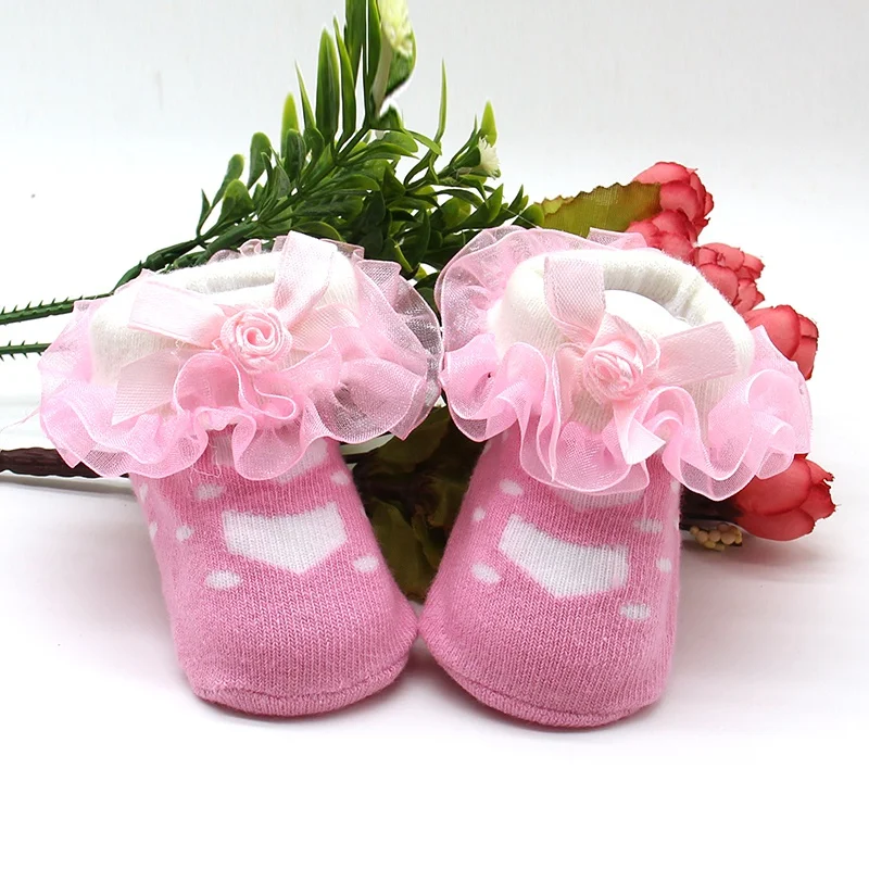 

Cute Newborn Baby Kids Girls Spring Princess Style Mesh Socks Lacework Infant Ruffled Socks