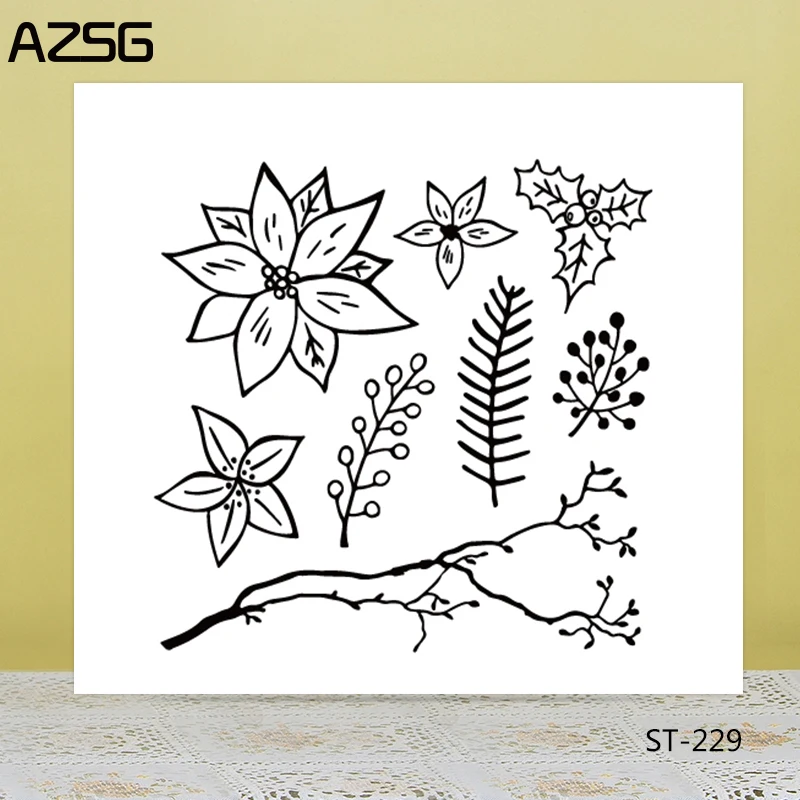

AZSG Different Leaves Flowers Clear Stamps For DIY Scrapbooking/Card Making/Album Decorative Silicone Stamp Crafts
