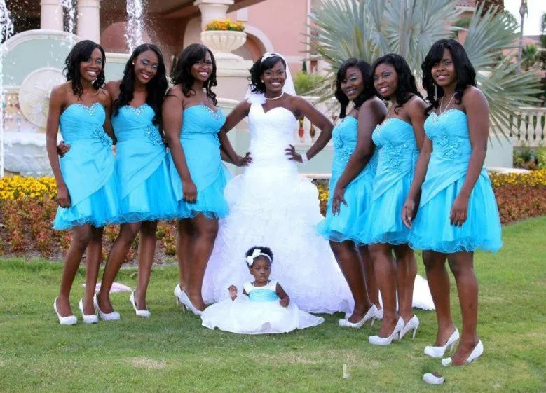 bright blue bridesmaid dresses