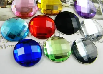 

100pcs/Bag 30mm Flat Back Round Acrylic rhinestones Point Face,Acrylic Plastic 3D Nail Art / Garment Rhinestone