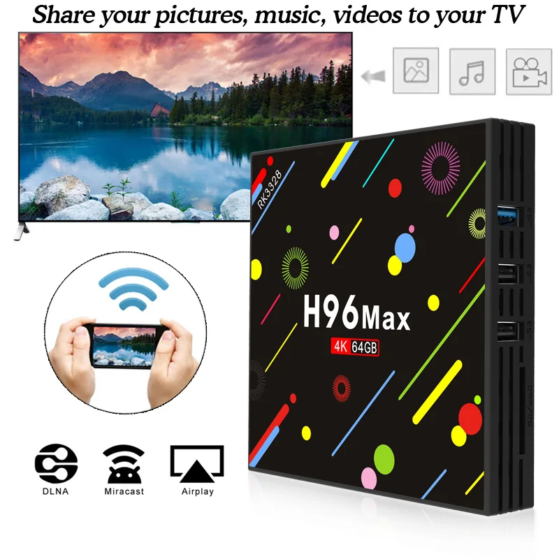 H96 MAX H2 Smart TV Box Android 7.1 Rockchip RK3328 4 GB 64 GB 2.4G/5GHz WIFI USB3.0 H.265 4K GooglePlay Netflix set top box