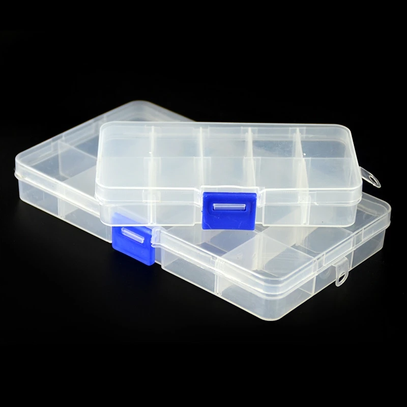 Adjustable 15/10 Grids Ring Jewelry Storage Case Transparent Drug Pill Earring Beads Coin Organize Box Plastic Travel Container