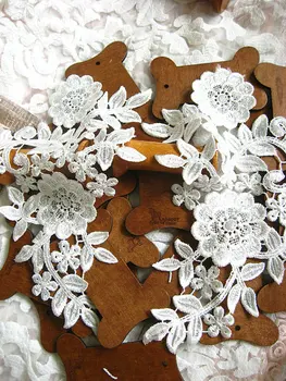 

15 pairs Bridal ivory Applique, venice Lace Applique, headpiece applique, wedding sequined applique, DGDH002B