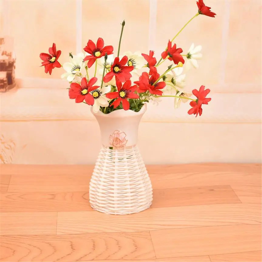 

Fashion hand-woven Home Decor Nice Rattan Vase Basket Flowers Meters Orchid Artificial Flower Set White drop shippping