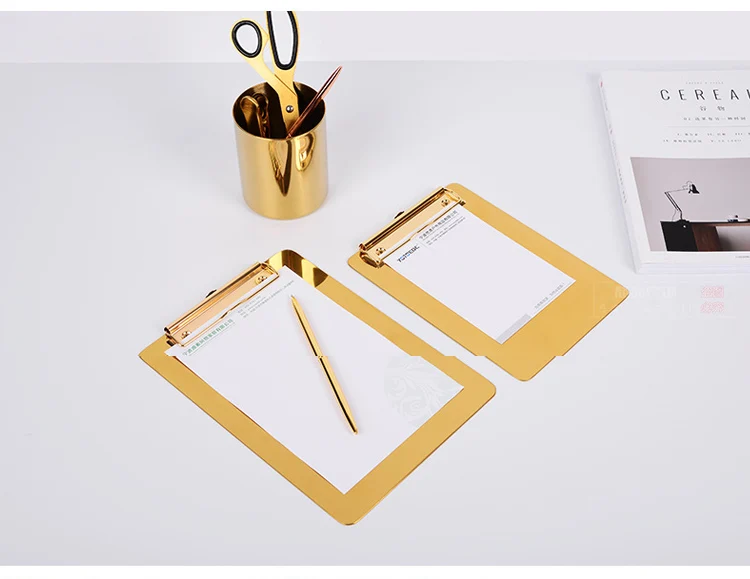 Роскошные Nordic Размеры L & S файл папка доска золото Нержавеющая сталь доска подложка плиты письменная пластина Сортировка документов папку