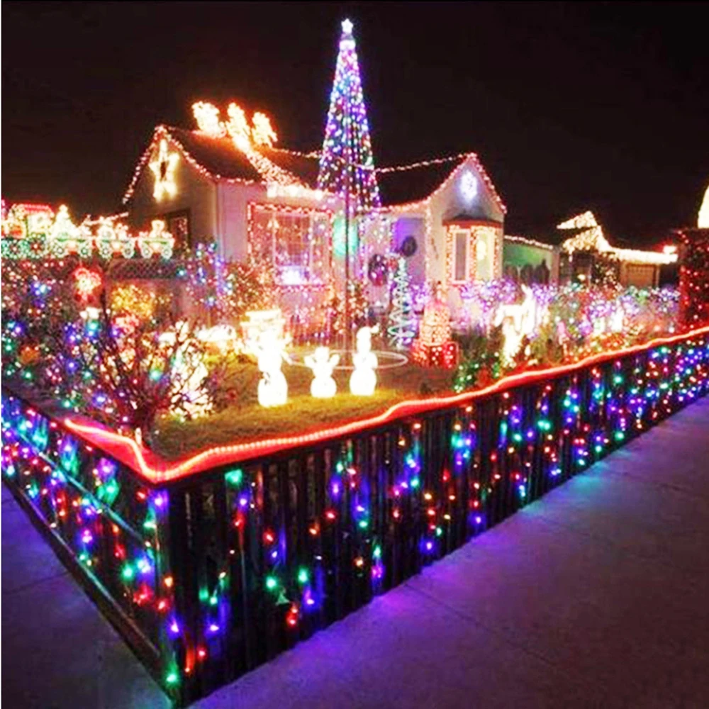 10 м светодиодные гирлянды 100 светодиодов с контроллером для рождественской елки, дома, двора, вечеринки, сада, праздничного декора 110 В/220 В Q