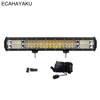 

ECAHAYAKU 20inch Car Led Light bar - 4000K 6000K Strobe style 288W Offroad Led Bar Light with 3m Wire Harness for SUV ATV Trucks