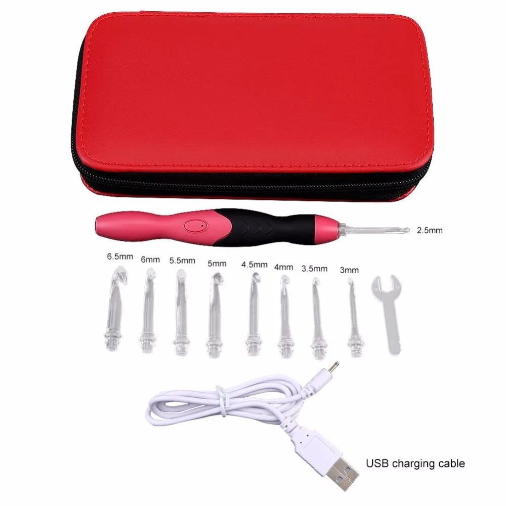 

9 In 1 Lighted Crochet Hooks Rechargeable Knitting Needles Sewing Craft Tools Set for DIY Weave Yarn