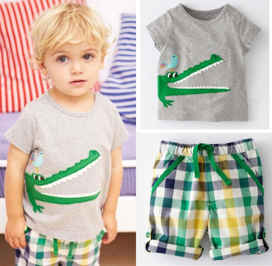 DICPOLIA Little Cartoon Crocodile Tops and Shorts Outfits Set for Baby & Kids 