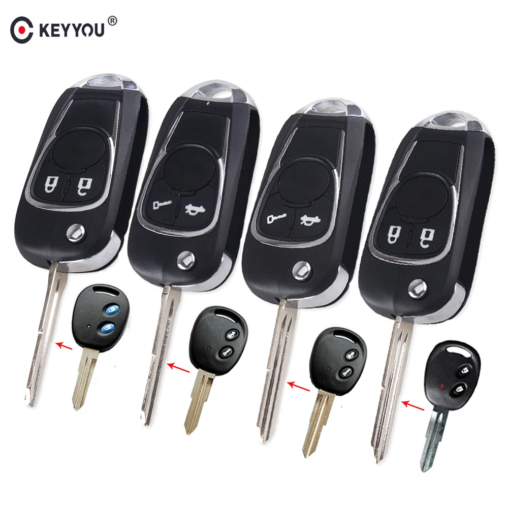 KEYYOU 2 кнопки модифицированный Flid ключ оболочка для Chevrolet Aveo Spark Love Epica парус складной чехол для дистанционного ключа от машины левое/правое лезвие