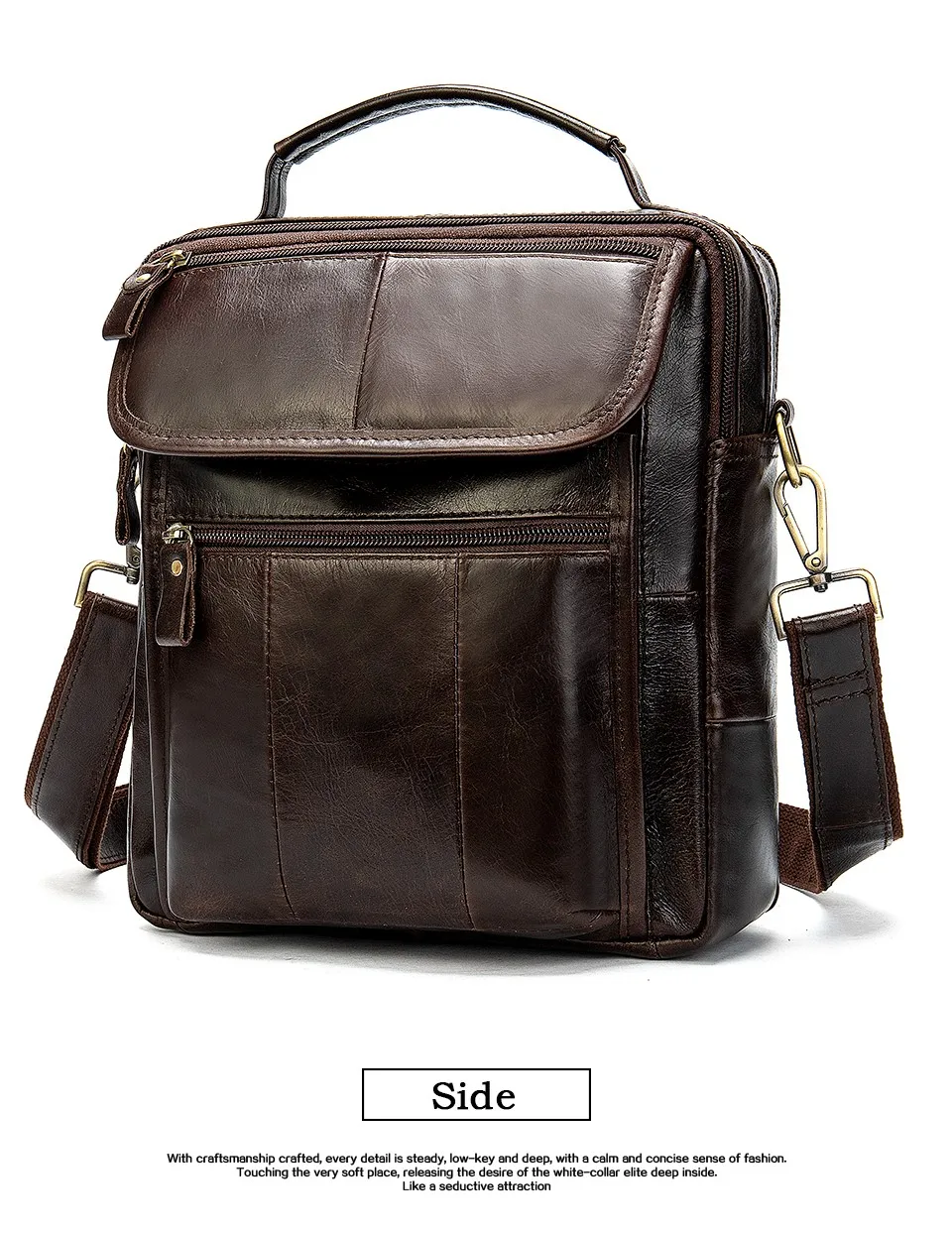 Men Shoulder Bag Men's Genuine Leather Casual Bags for Men Business Crossbody Handbag Flap Leather Bags bolsas male 13