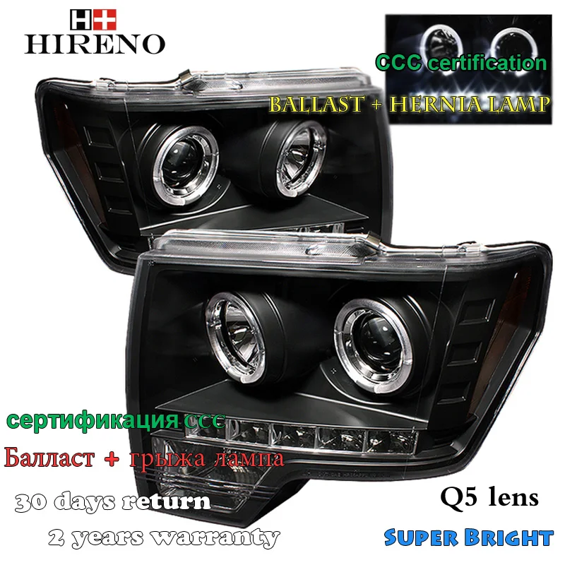 Hireno High power Car styling Assembly for 2011-2014 Ford Raptor F150 LED Headlight DRL Lens Double Beam HID Xenon 2pcs | Автомобили и