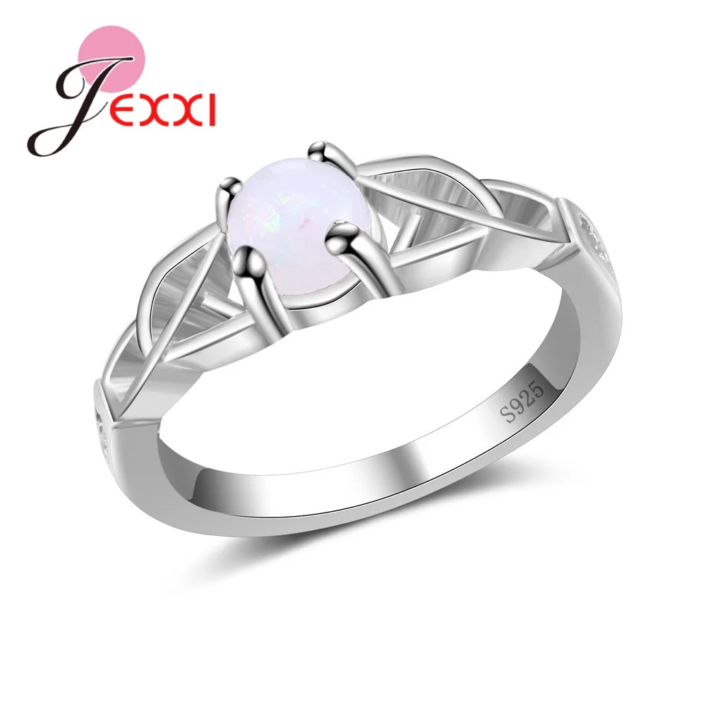 Geometry Round Cut Rainbow Opal Pure 925 Sterling Silver Women Band Rings Vintage Wedding Jewelry Accessories Wholesale | Украшения и