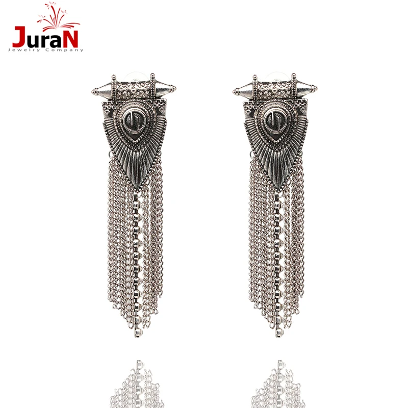 

JURAN Vintage Long Metal Chain Tassel Earrings 2019 Fringed Jewelry Ethnic Handmade Firenze Statement Earrings For Women J50014