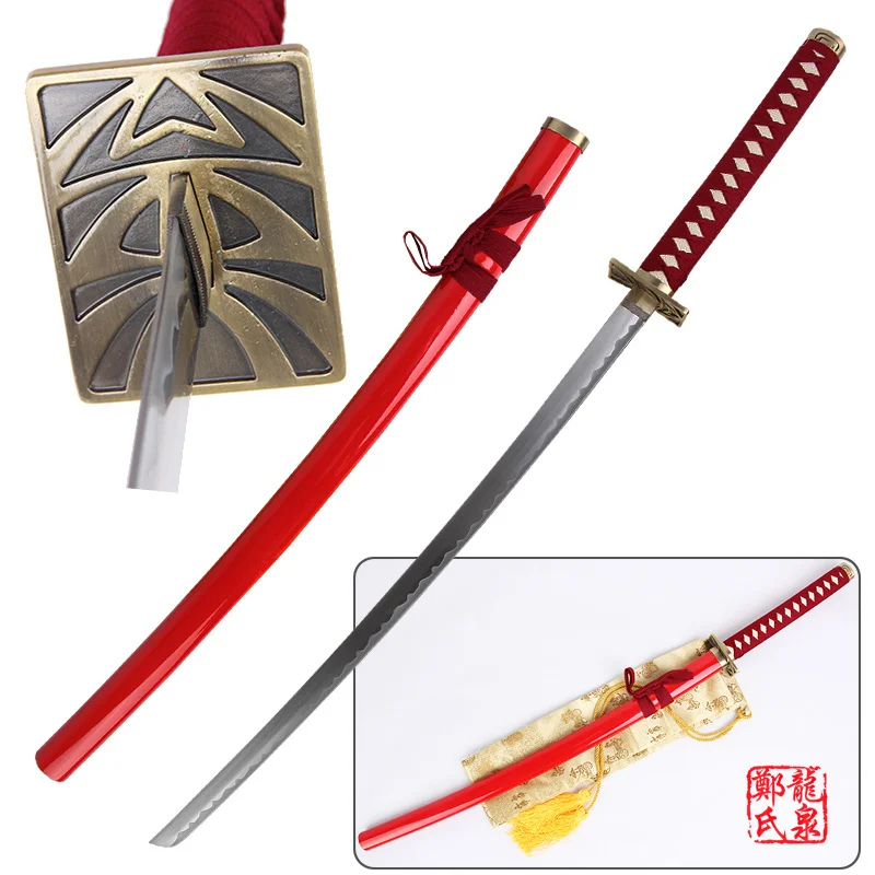 

Free Shipping Replica Abarai Renji Sword Bleach Anime Katana Zabimaru Steel Blade Red Scabbard Cosplay Props Decorative