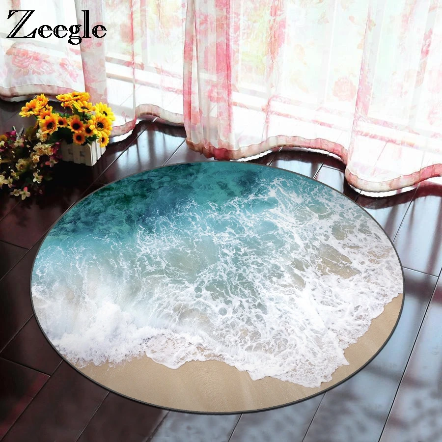 Zeegle круглые ковры для гостиной, мягкие детские ковры для спальни, детские коврики, Нескользящие Коврики для компьютерного кресла, коврики для детской комнаты