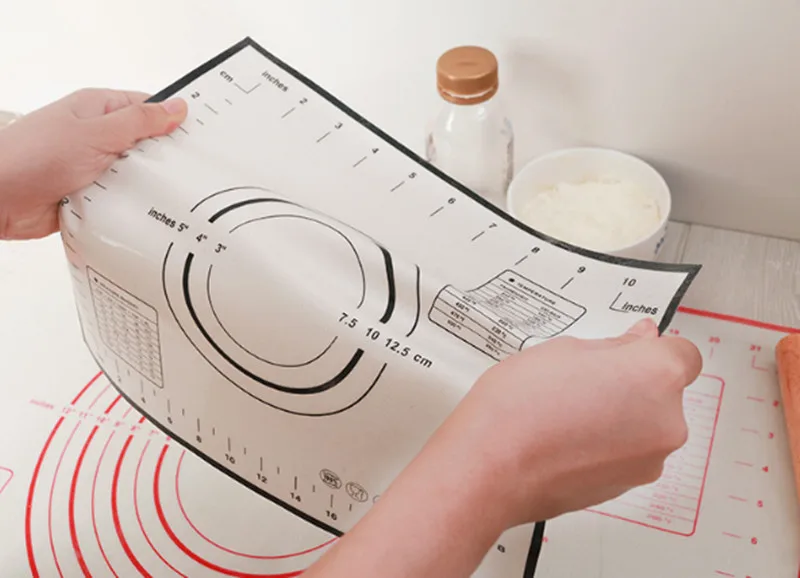 60x40 см складной высокотемпературный Стекловолоконный силиконовый коврик для выпечки теста для раскатки резки помадки торт тесто мука коврик со шкалой
