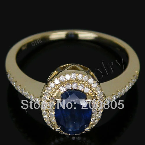 

Vintage Oval 5x7mm Solid 14Kt Yellow Gold Diamond Sapphire Ring R0014