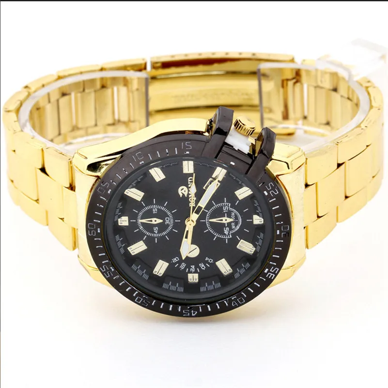 

4 Colors Man Watches Mens Black Dial Gold Stainless Steel Date Quartz Analog Sport Watch Reloj De Los Hombres Wristwatch Mens
