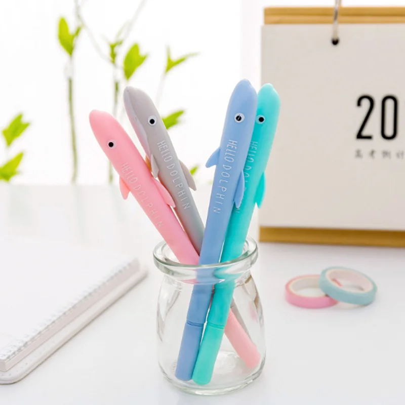 

4pcs/lot 0.38mm cute Small dolphins Gel Pen Promotional Gift Stationery School & Office Supply Kawai Neutral pen Stationery
