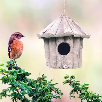 

Handmade Wooden Environmental Protection Bird House Round Birdhouse Crafts Solid Wood Antiseptic Birds Nest